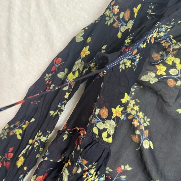Anthropologie Floral Jamison Ruffles Flowy Blouse Whimsy Goth Tunic Top Boho M - Picture 10 of 16